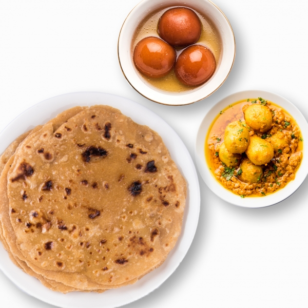 Dum Aloo & Gulab Jamun with Paratha- 2 Pcs.