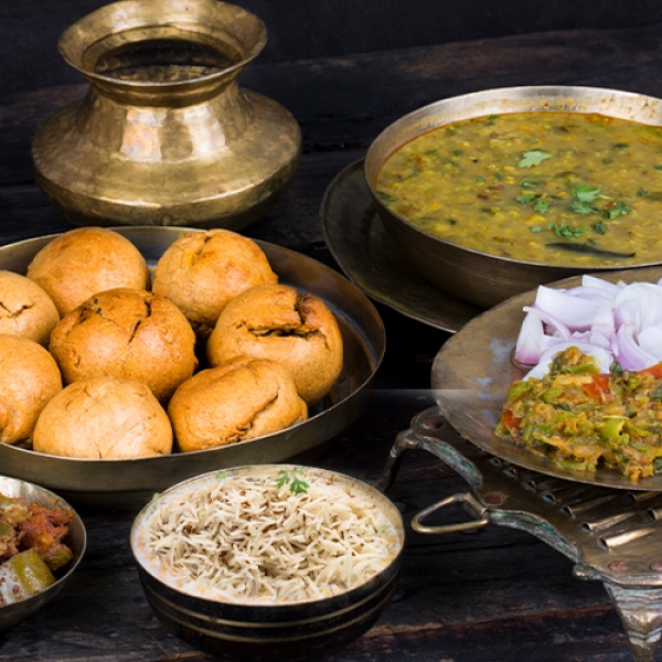Dal Baati Mini Meal (Baati-2 Pcs., Dal & Jeera Rice)